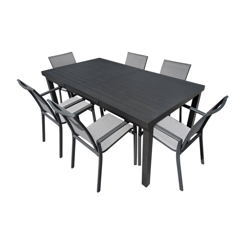 Cargue la imagen en el visor de la galería, Comedor Expandible de Aluminio Nikola Carbon 1.8 M / 2.4 M + 6 sillas sillas Koshem Carbon