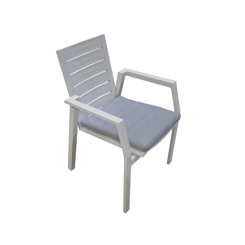 Cargue la imagen en el visor de la galería, Comedor de Aluminio expandible Nikola blanco 1.8 M / 2.4 M+ 6 sillas Swiss blancas