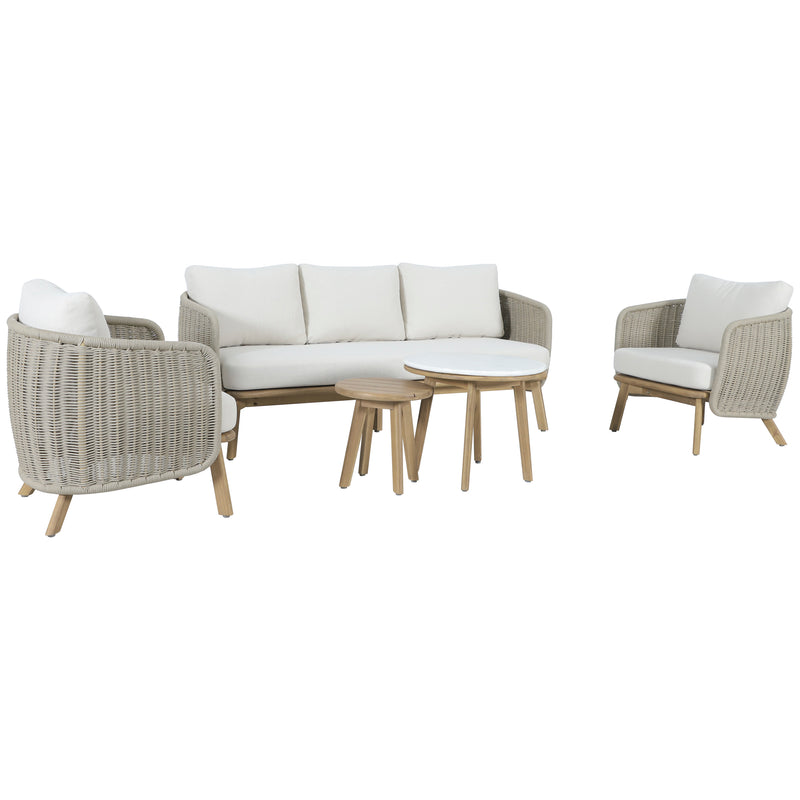 Load image into Gallery viewer, Set triple Norah de madera para exterior color natural - HUC
