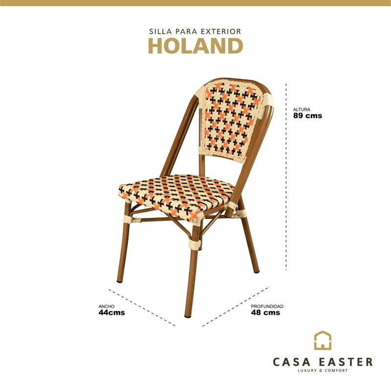 Cargue la imagen en el visor de la galería, Silla de Rattan para exterior e interior Color Beige/ Naranja HOLANDA-800H CasaEaster