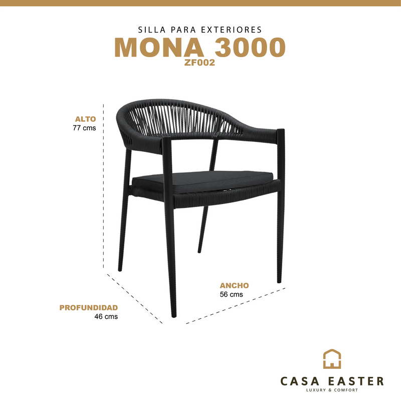 Cargue la imagen en el visor de la galería, Silla de Lazo para Exterior e Interior Color Gris/Negro MONA 3000-ZF002