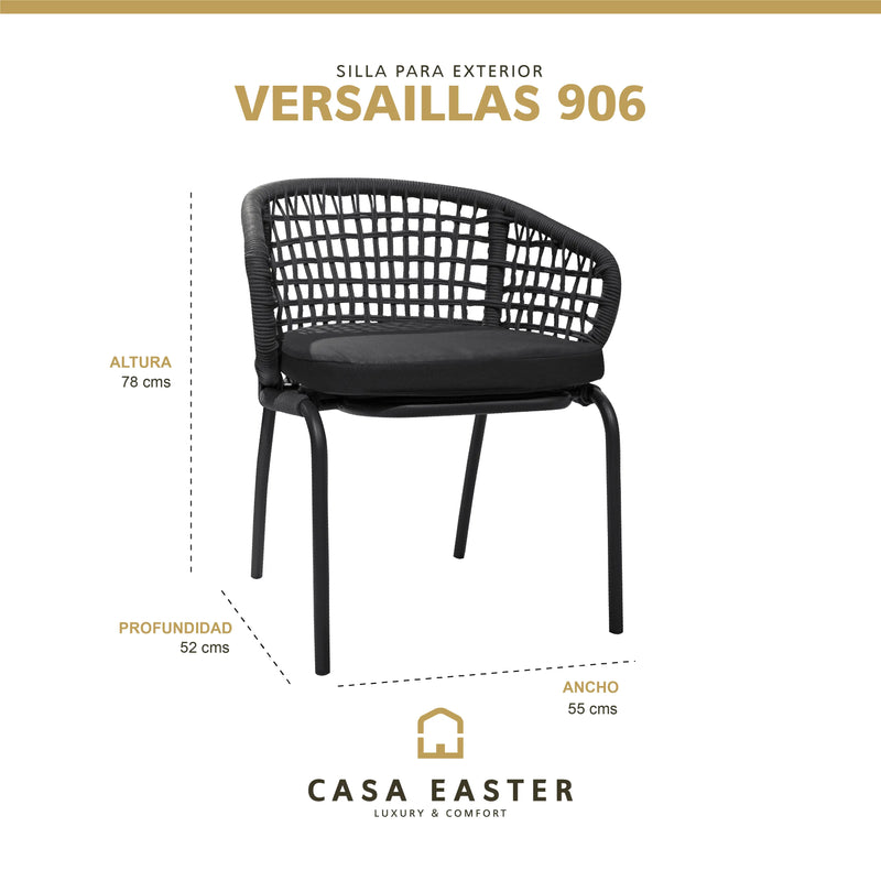 Cargue la imagen en el visor de la galería, Silla de Lazo para Exterior e Interior Color Gris /Negro VERSAILLAS- ZF906