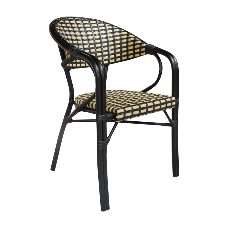 Cargue la imagen en el visor de la galería, Silla de Rattan para Exterior Color beige /Negro WILLSI -WIL040