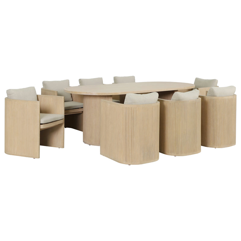 Cargue la imagen en el visor de la galería, Comedor de Madera Ovalado Olympe con 8 sillas Olympe color natural - HUC29125-COM