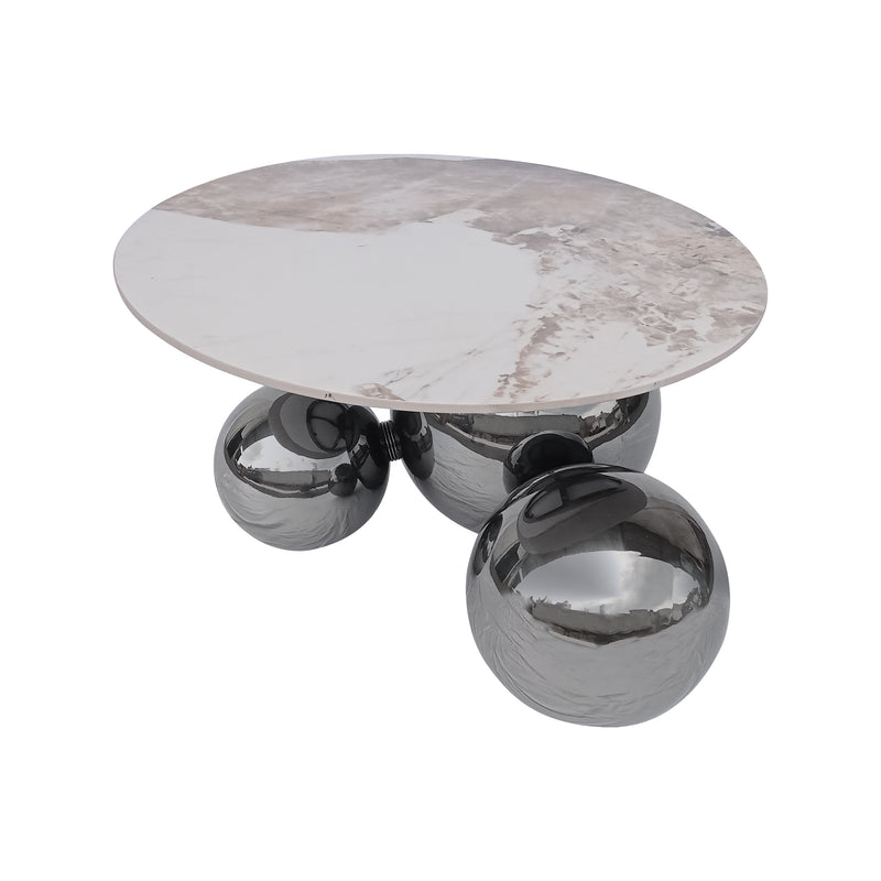 Cargue la imagen en el visor de la galería, Mesa de centro de Interior PIEDRA marmoleado D.80cms - BW80465