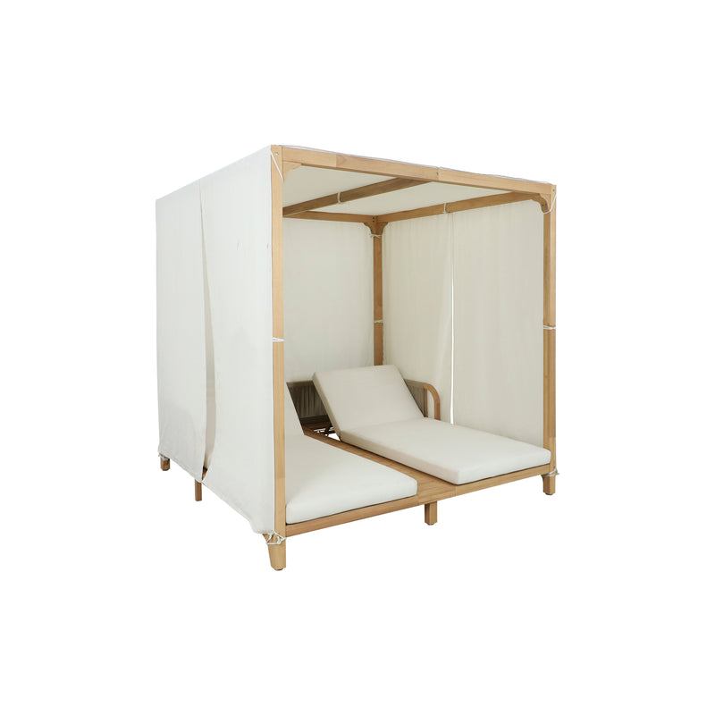 Cargue la imagen en el visor de la galería, Camastro Doble Pro Barcares con cortina color natural - HUC262291