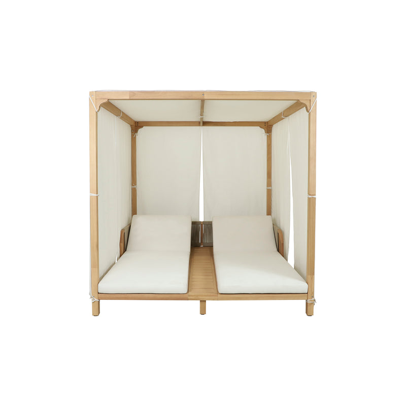 Cargue la imagen en el visor de la galería, Camastro Doble Pro Barcares con cortina color natural - HUC262291