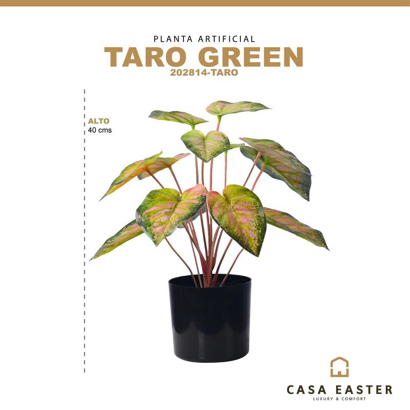 Cargue la imagen en el visor de la galería, Planta Decorativa Artificial para Exterior e Interior con 40cm Alto, TARO GREEN -202814-TARO