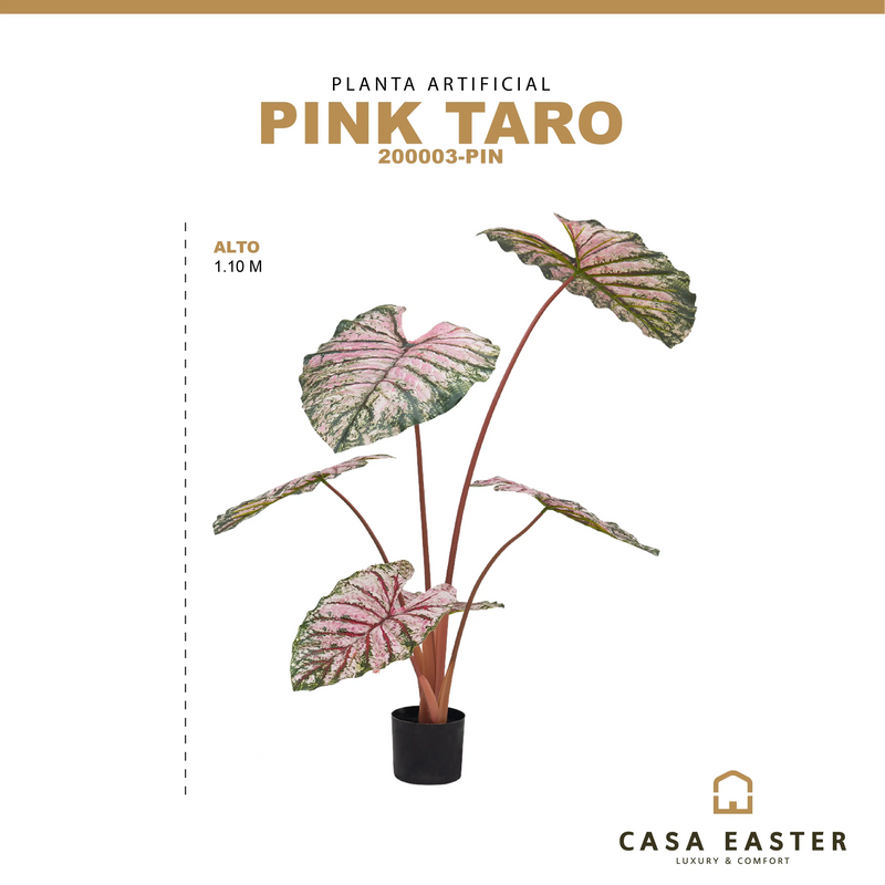 Cargue la imagen en el visor de la galería, Planta Decorativa Artificial para Exterior y Interior con 1.10m Alto, PINK TARO -200003-PIN
