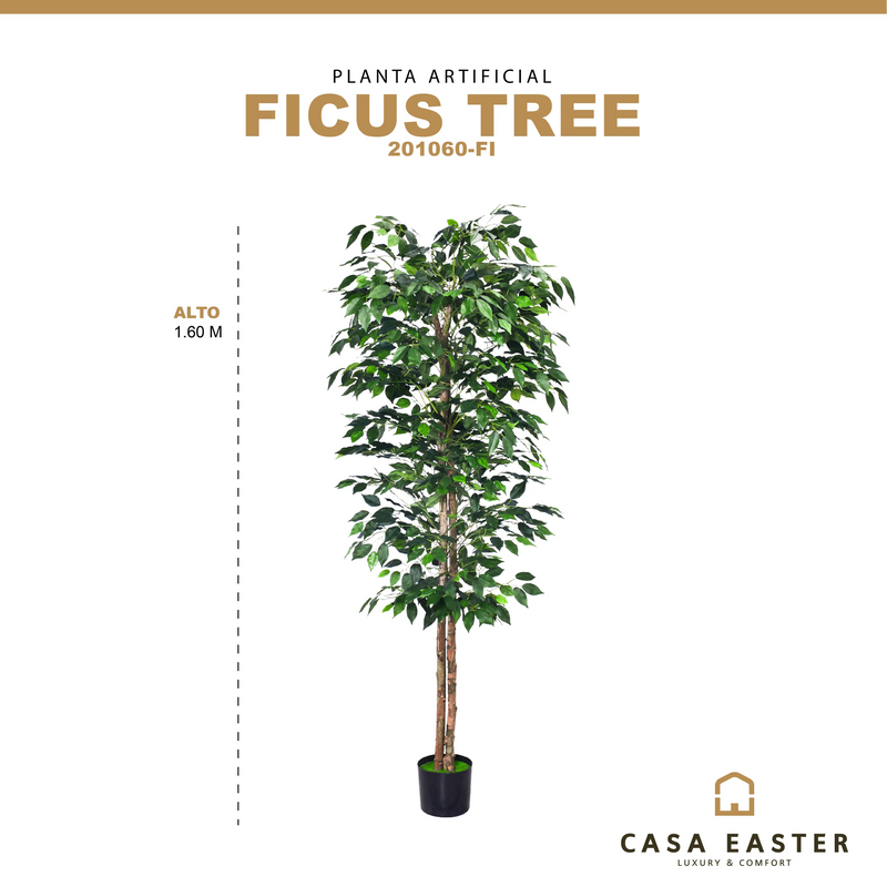 Cargue la imagen en el visor de la galería, Planta Decorativa Artificial para Exterior y Interior con 1.60m Alto, FICUS TREE -201060-FI CasaEaster