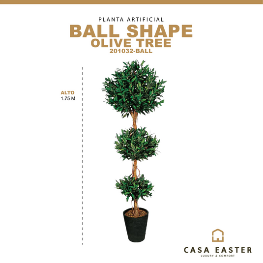Planta Decorativa Artificial para Exterior y Interior con 1.75m Alto, BALL SHAPE OLIVE TREE-201032-BALL CasaEaster