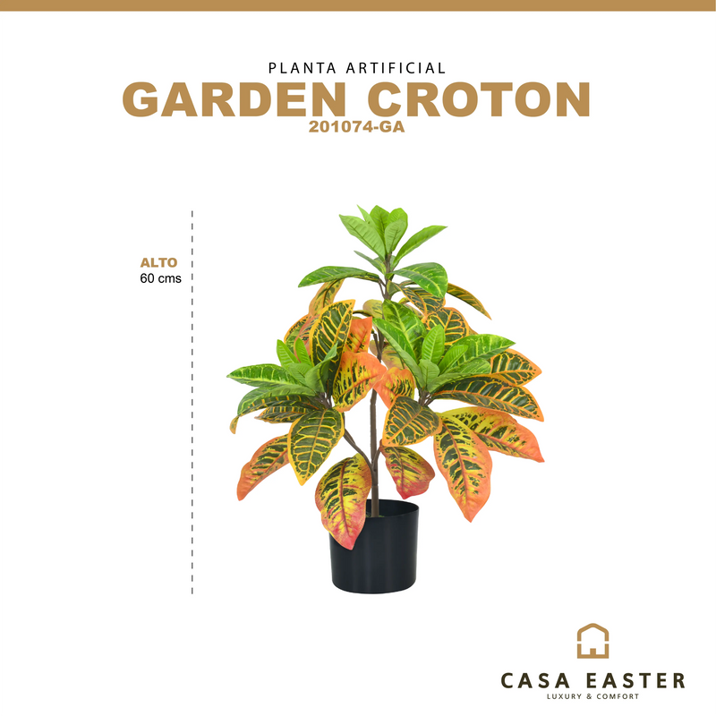 Cargue la imagen en el visor de la galería, Planta Decorativa Artificial para Exterior y Interior con 60cm Alto,GARDEN CROTON-201074-GA CasaEaster