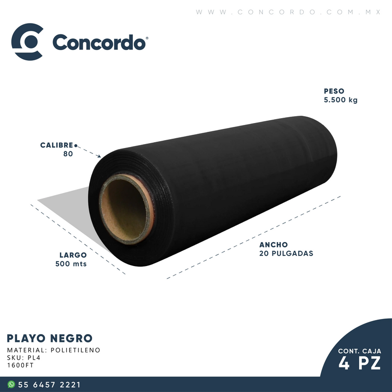 Cargue la imagen en el visor de la galería, Playo 4 rollos Negro Calibre 80-PL4 Concordo mx