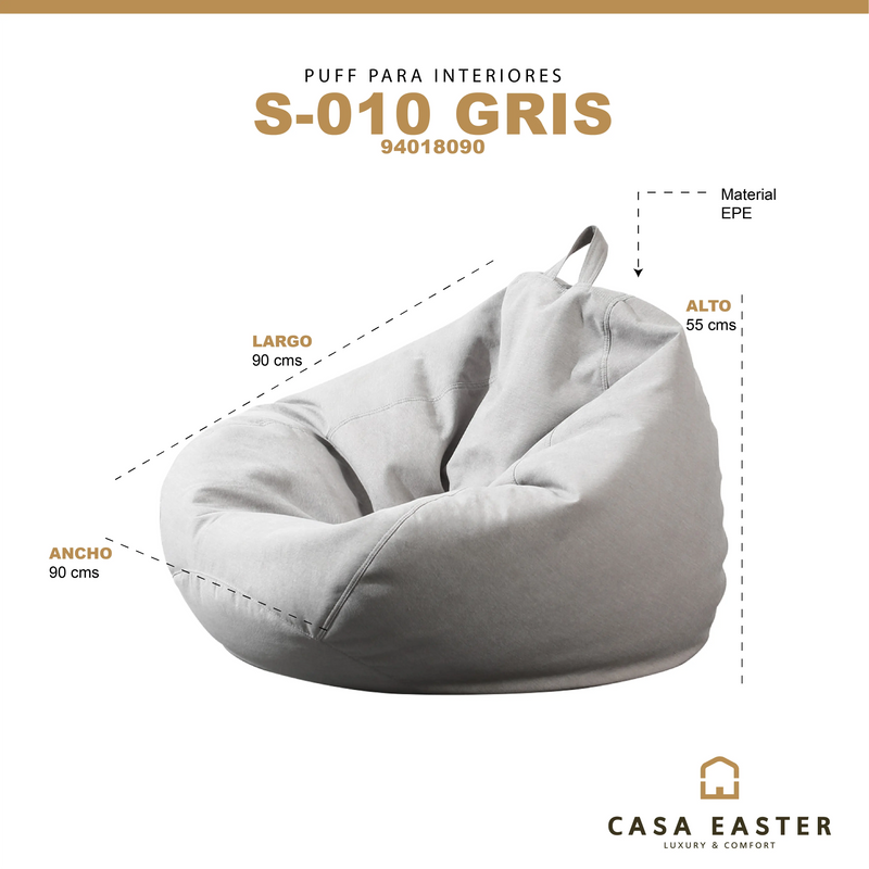 Cargue la imagen en el visor de la galería, Puff para interior Color Gris - S-010GR-94018090 CasaEaster
