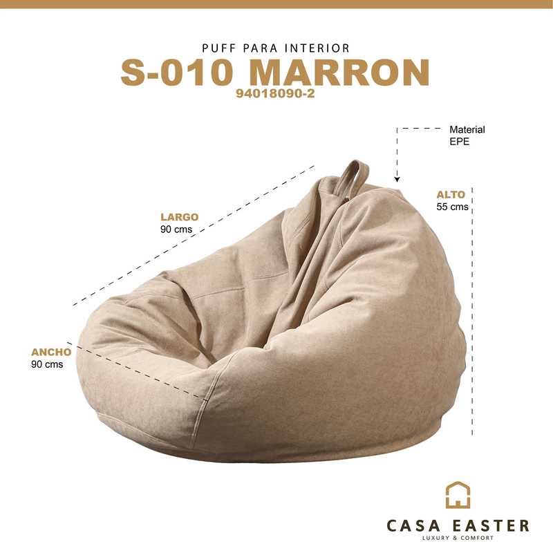 Cargue la imagen en el visor de la galería, Puff para interior Color Marron - S-010MA-94018090-2 CasaEaster