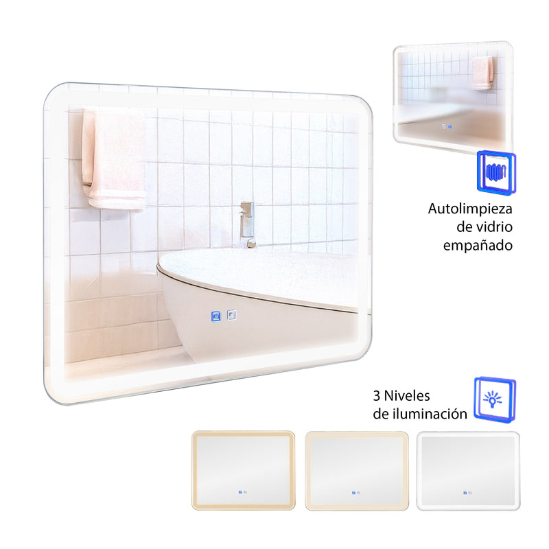 Cargue la imagen en el visor de la galería, Espejo decorativo rectangular REC-LED 80X60 - RECLED80X60