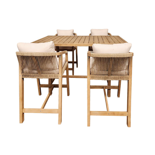 Comedor de barra Alto 1.56 M para Exterior o Interior modelo RIMINI + 4 sillas rimini de barra -CAPEOJMR