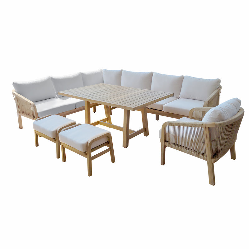 Cargue la imagen en el visor de la galería, Sala para Exterior e Interior de Madera Color Blanco RIMINI FAMILIAR-SDMPERF