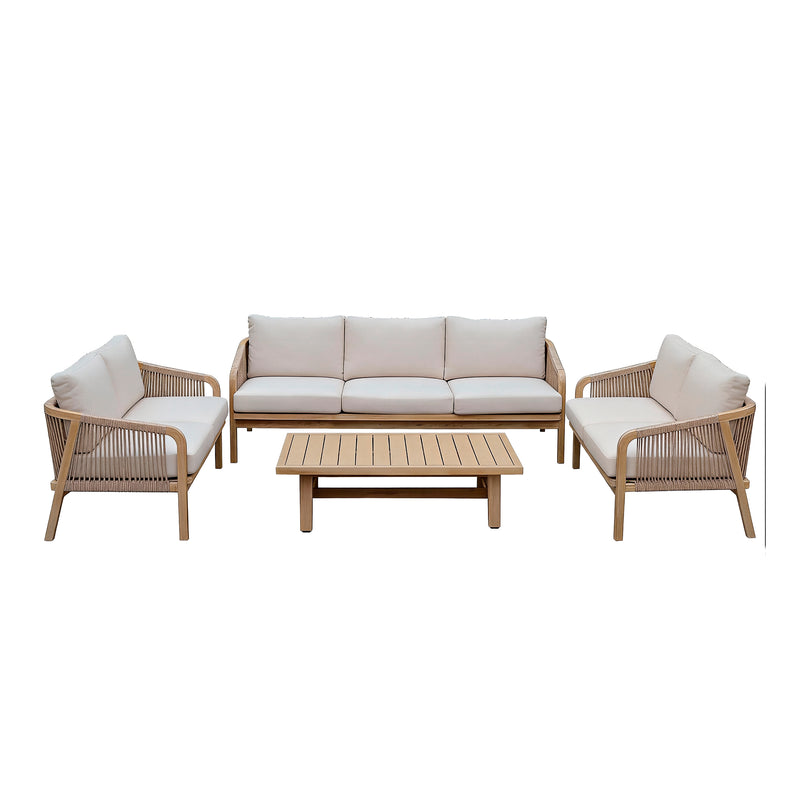 Cargue la imagen en el visor de la galería, Set Rimini 3+2+2 con mesa de centro color natural - 3+2+2-HUC37159-HUC25685KD