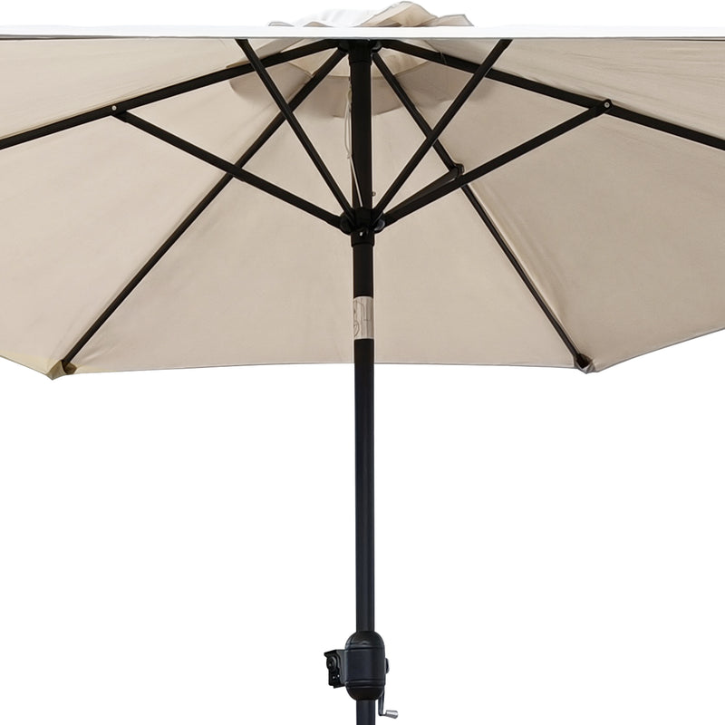 Cargue la imagen en el visor de la galería, Comedor para exterior Sage con Sombrilla Blum taupe + base ovadia + 6 sillas Pill