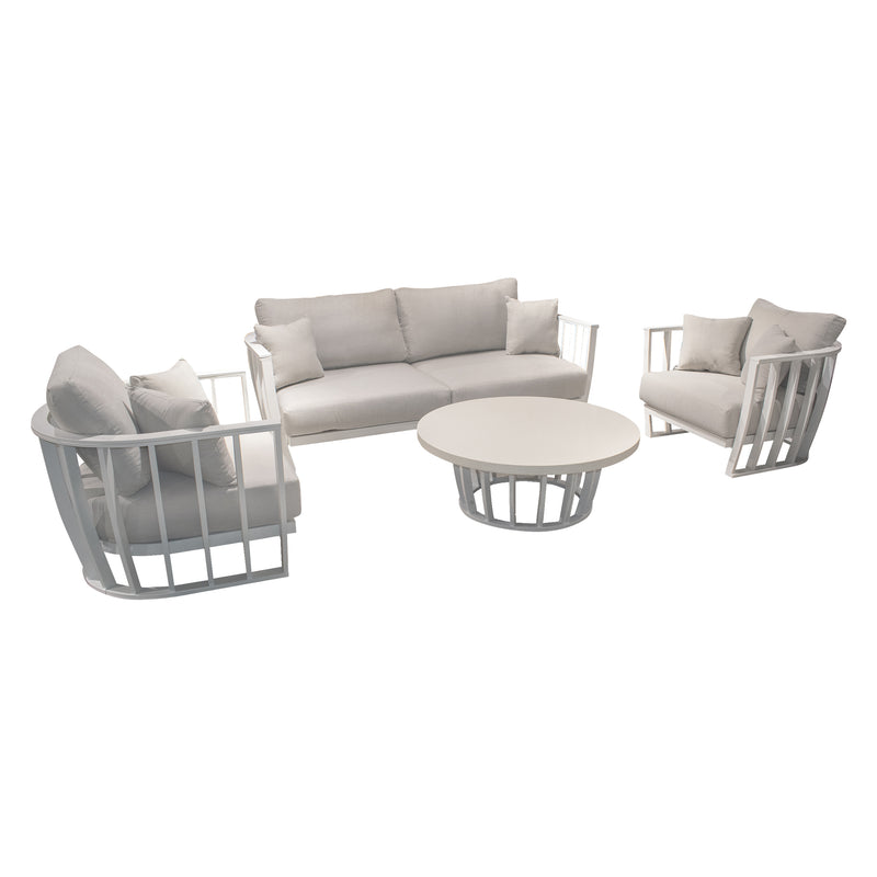 Cargue la imagen en el visor de la galería, Sala para Exterior e Interior de Aluminio Color Blanco KAROLYNA DOBLE-7575-8ST