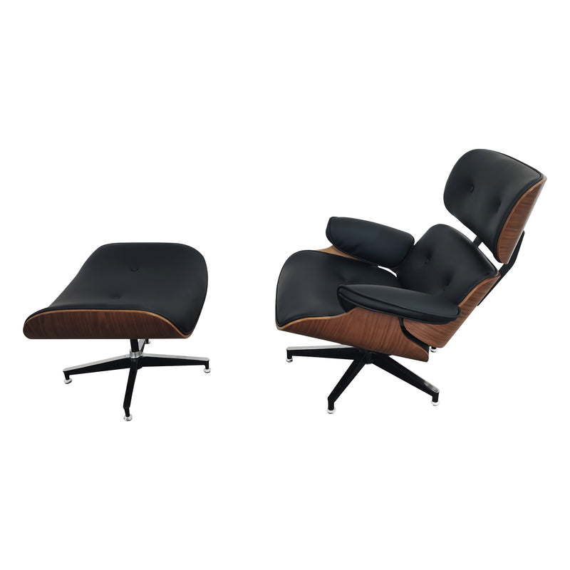 Cargue la imagen en el visor de la galería, Set silla individual de oficina con taburete JY6025 color negro-café - JY6025