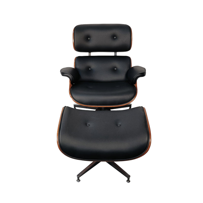 Cargue la imagen en el visor de la galería, Set silla individual de oficina con taburete JY6025 color negro-café - JY6025