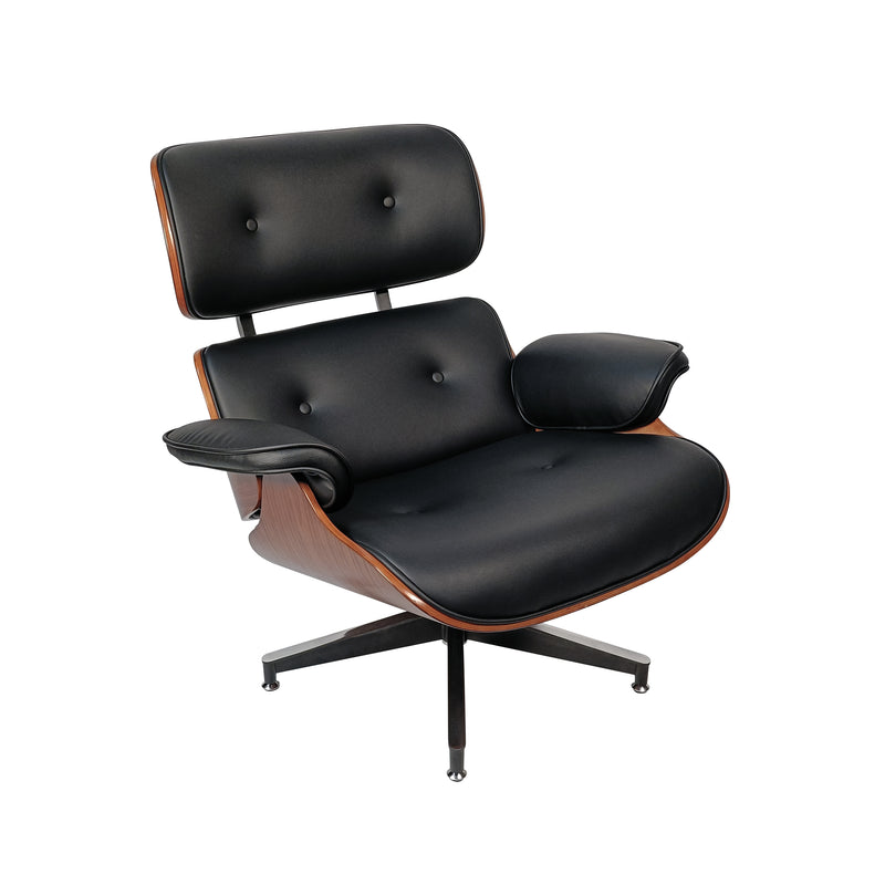 Cargue la imagen en el visor de la galería, Set silla individual de oficina con taburete JY6025 color negro-café - JY6025