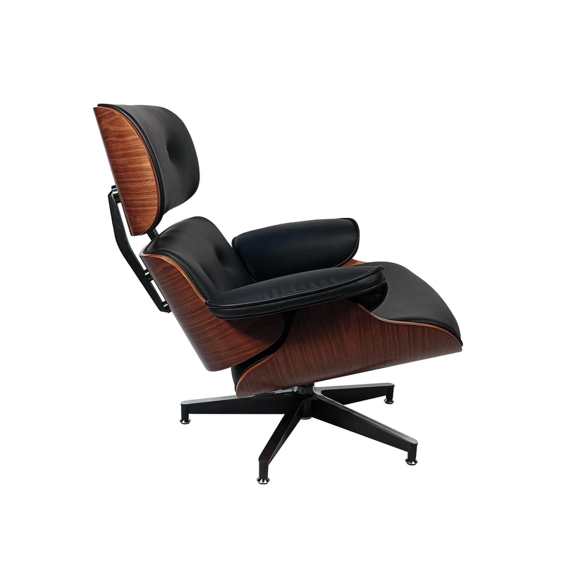 Cargue la imagen en el visor de la galería, Set silla individual de oficina con taburete JY6025 color negro-café - JY6025