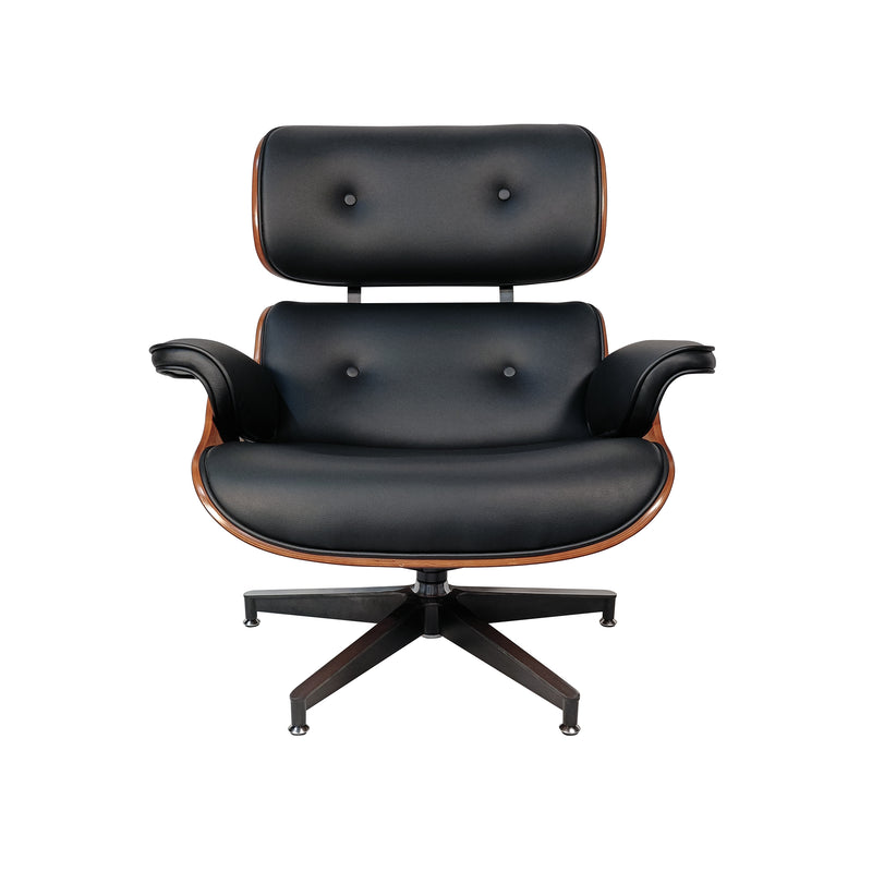 Cargue la imagen en el visor de la galería, Set silla individual de oficina con taburete JY6025 color negro-café - JY6025