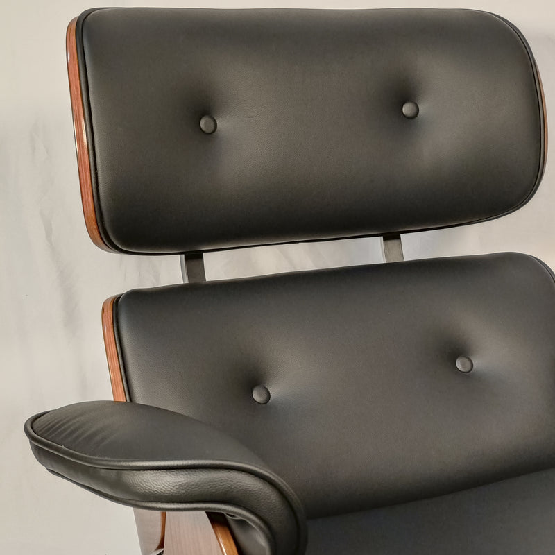 Cargue la imagen en el visor de la galería, Set silla individual de oficina con taburete JY6025 color negro-café - JY6025