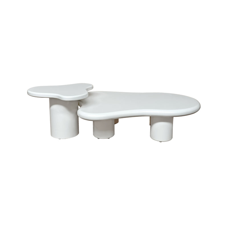 Cargue la imagen en el visor de la galería, Mesa de centro de Interior doble Nube 1.2 M / 60 cms, color blanco - NUB02