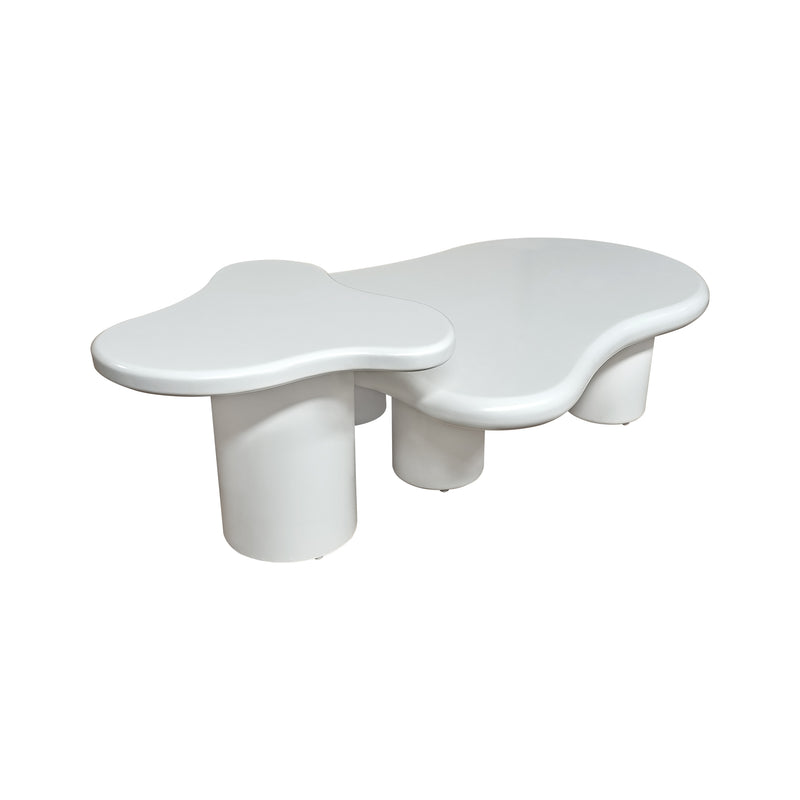 Cargue la imagen en el visor de la galería, Mesa de centro de Interior doble Nube 1.2 M / 60 cms, color blanco - NUB02