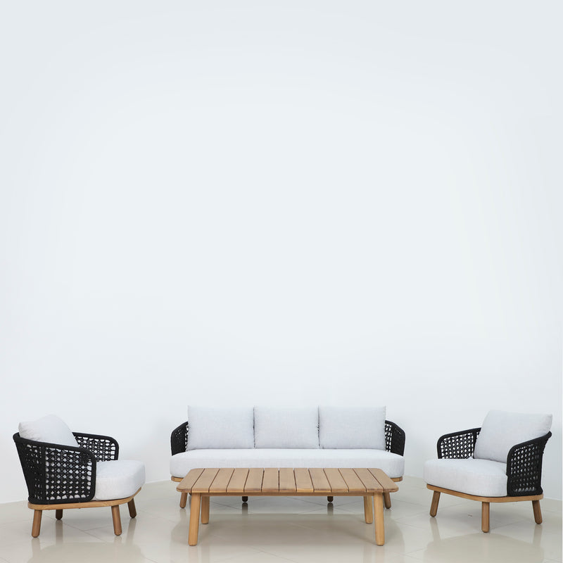 Cargue la imagen en el visor de la galería, Set triple de madera Anya color natural & negro - HUC40369BL