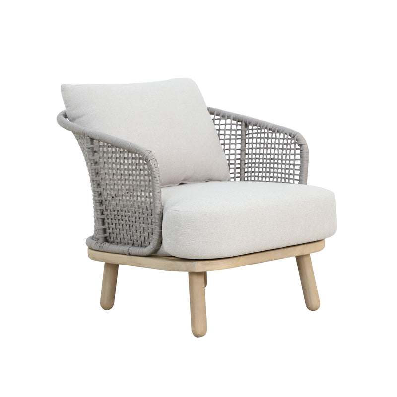 Cargue la imagen en el visor de la galería, Sillón Individual Anya de madera color natural & gris - HUC40443GIM