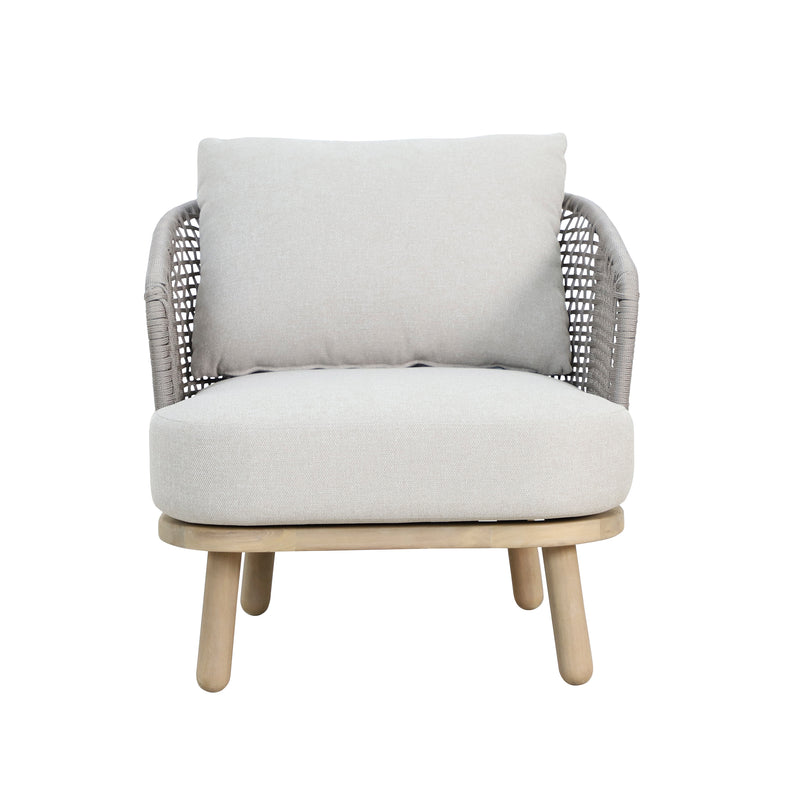 Cargue la imagen en el visor de la galería, Sillón Individual Anya de madera color natural & gris - HUC40443GIM