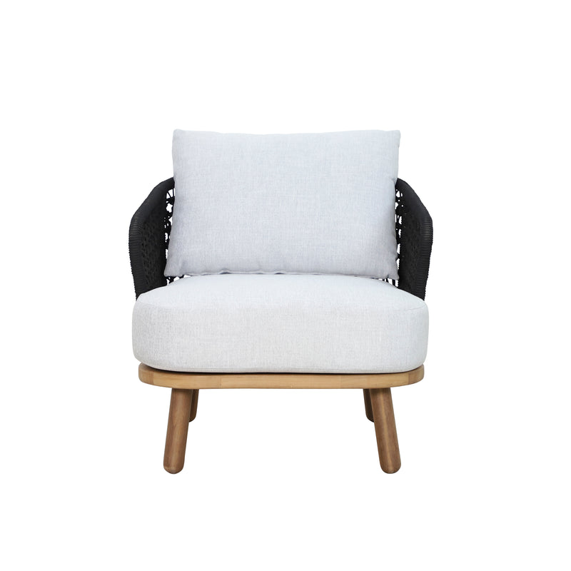 Cargue la imagen en el visor de la galería, Sillón Indidivudal Anya de madera color natural & negro - HUC40369