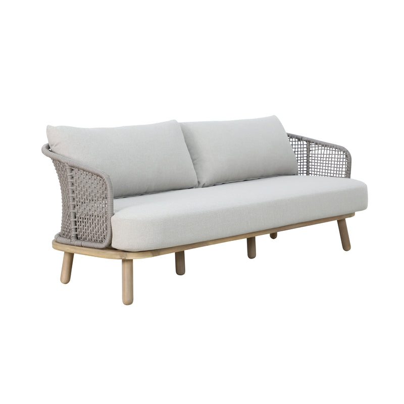 Cargue la imagen en el visor de la galería, Sofá Triple Anya de madera color natural & gris - HUC40442GIM