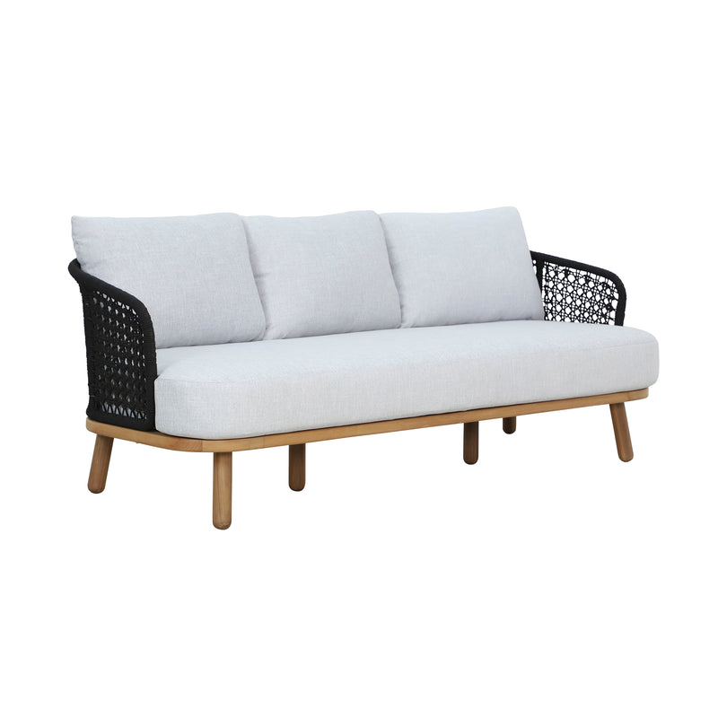 Cargue la imagen en el visor de la galería, Sofà Triple Anya de madera color natural & negro - HUC40367