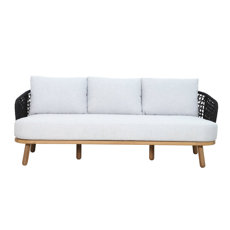 Cargue la imagen en el visor de la galería, Sofà Triple Anya de madera color natural & negro - HUC40367