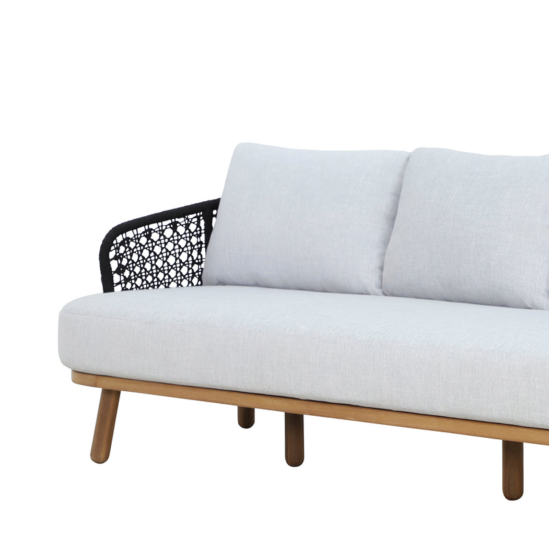 Cargue la imagen en el visor de la galería, Sofà Triple Anya de madera color natural & negro - HUC40367