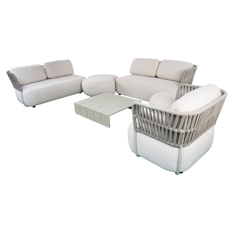 Cargue la imagen en el visor de la galería, Set modular con puff SOFT Luxury ,7 Piezas color beige - SOFTLUX-BEIGE