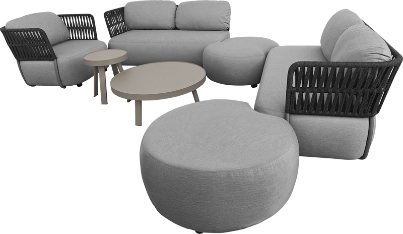 Cargue la imagen en el visor de la galería, Set modular SOFT Luxury con puff, 7 Piezas color gris - SOFT-KAF