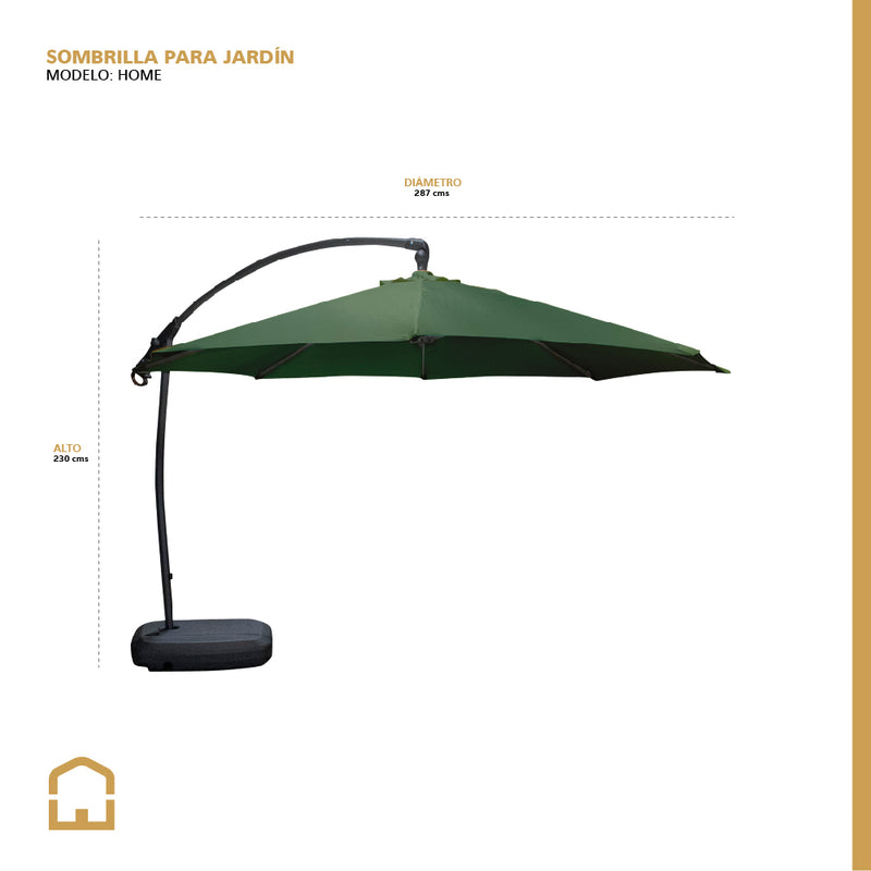 Cargue la imagen en el visor de la galería, Sombrilla para Jardin o Exterior Home Brazo Lateral Color Verde+Base