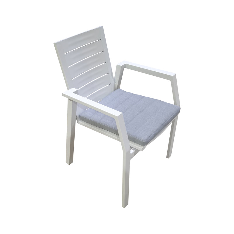 Cargue la imagen en el visor de la galería, Comedor de Aluminio color Blanco Doume 2 M / 3.2 M + 8 silla Swiss blanca