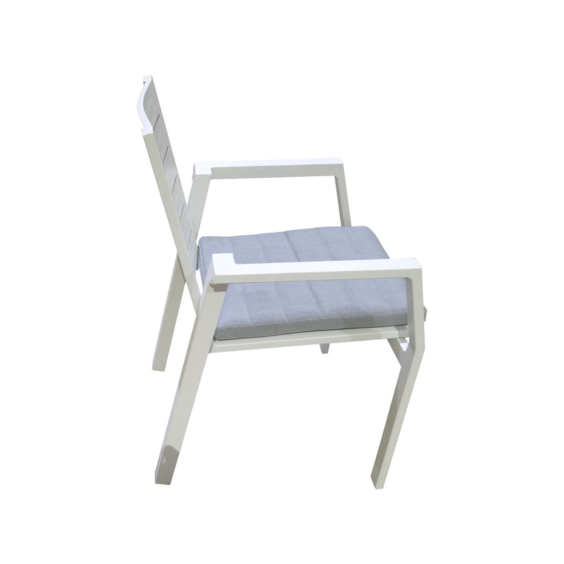 Cargue la imagen en el visor de la galería, Comedor de Aluminio color Blanco Doume 2 M / 3.2 M + 8 silla Swiss blanca