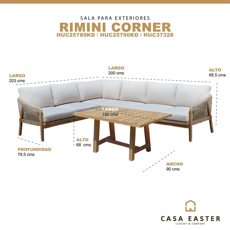 Cargue la imagen en el visor de la galería, Sala Con Mesa de Centro para Exterior e Interior de Madera Color Blanco RIMINI CORNER-HUC25789KD