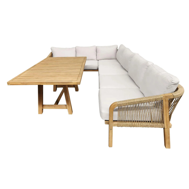 Cargue la imagen en el visor de la galería, Sala Con Mesa de Centro para Exterior e Interior de Madera Color Blanco RIMINI CORNER-HUC25789KD