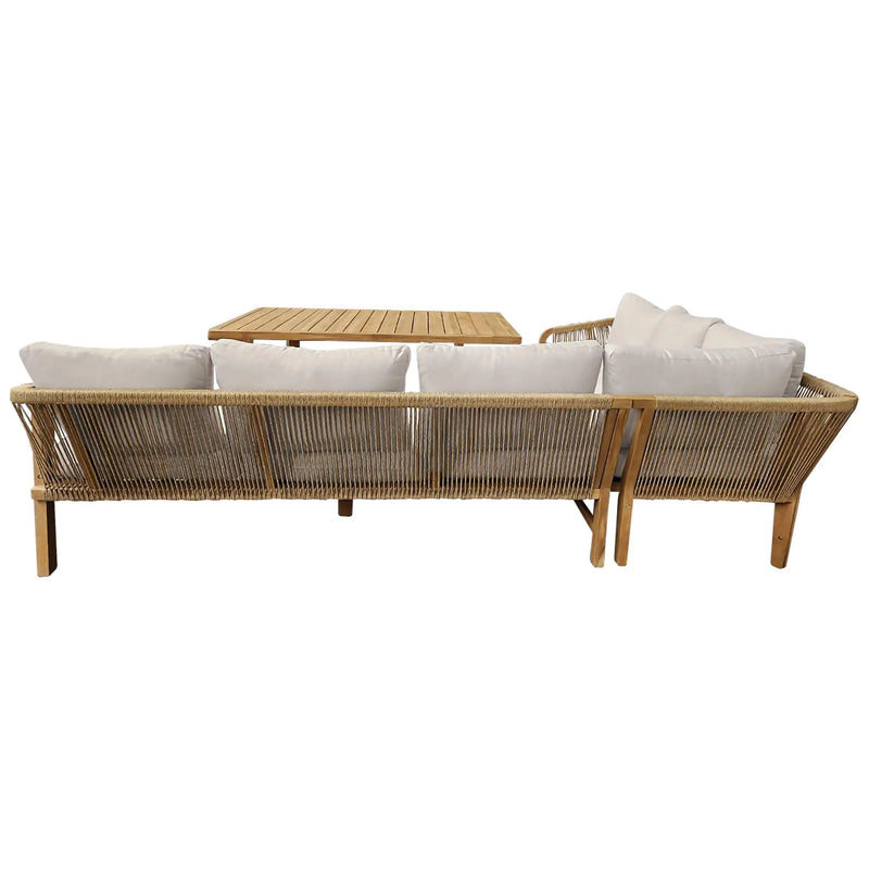 Cargue la imagen en el visor de la galería, Sala Con Mesa de Centro para Exterior e Interior de Madera Color Blanco RIMINI CORNER-HUC25789KD