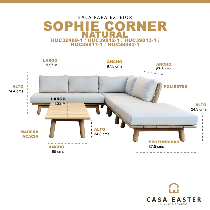 Cargue la imagen en el visor de la galería, Sala Corner Sophie color Natural CasaEaster